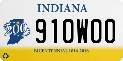 IN license plate 910WOO
