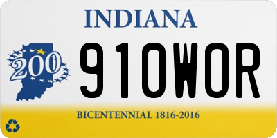 IN license plate 910WOR