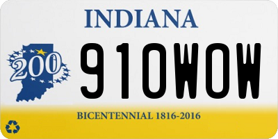 IN license plate 910WOW