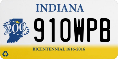 IN license plate 910WPB