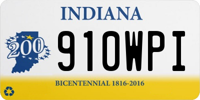 IN license plate 910WPI