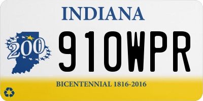 IN license plate 910WPR