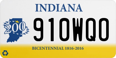 IN license plate 910WQO