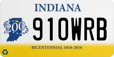 IN license plate 910WRB