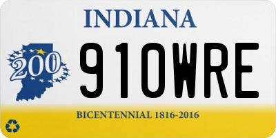 IN license plate 910WRE
