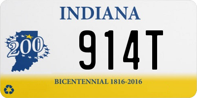 IN license plate 914T