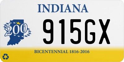 IN license plate 915GX