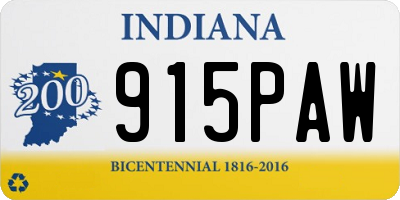 IN license plate 915PAW