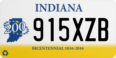 IN license plate 915XZB