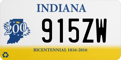 IN license plate 915ZW