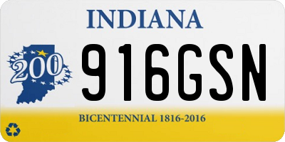 IN license plate 916GSN