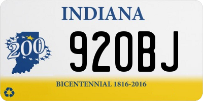 IN license plate 920BJ