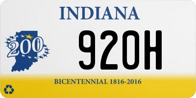 IN license plate 920H