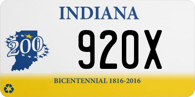 IN license plate 920X