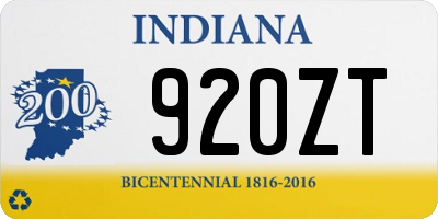 IN license plate 920ZT