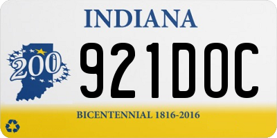 IN license plate 921DOC