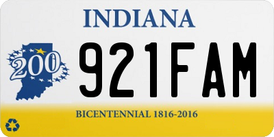 IN license plate 921FAM