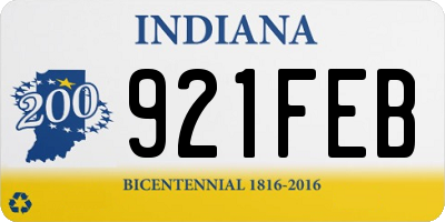 IN license plate 921FEB