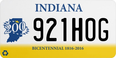 IN license plate 921HOG