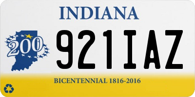 IN license plate 921IAZ