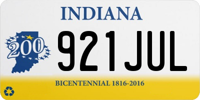 IN license plate 921JUL