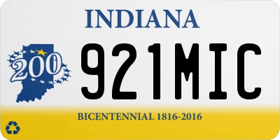 IN license plate 921MIC