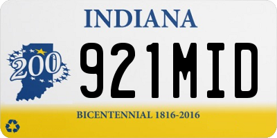 IN license plate 921MID