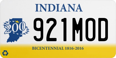 IN license plate 921MOD