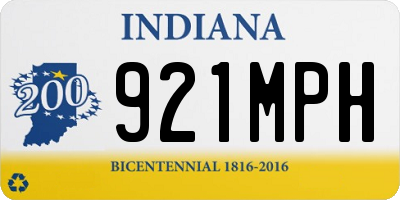 IN license plate 921MPH