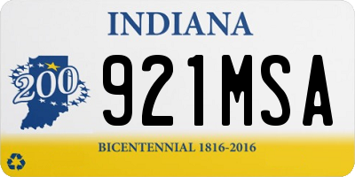 IN license plate 921MSA