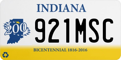 IN license plate 921MSC