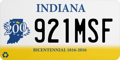 IN license plate 921MSF