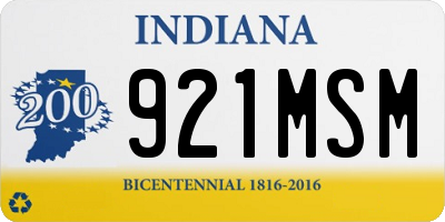 IN license plate 921MSM