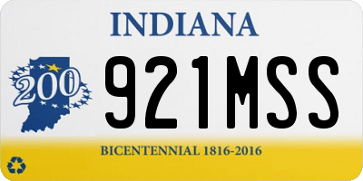 IN license plate 921MSS
