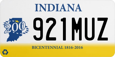 IN license plate 921MUZ