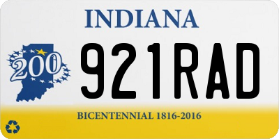 IN license plate 921RAD