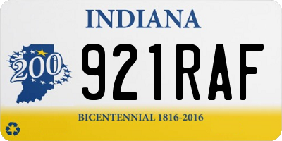 IN license plate 921RAF