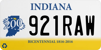 IN license plate 921RAW