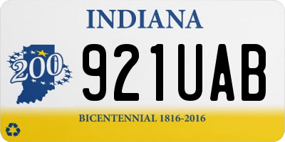 IN license plate 921UAB