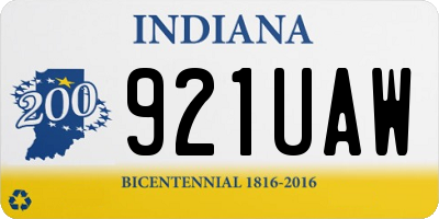 IN license plate 921UAW