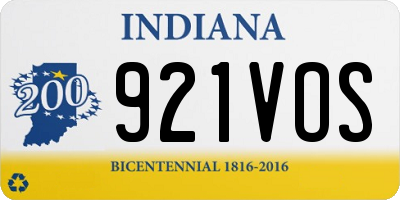 IN license plate 921VOS