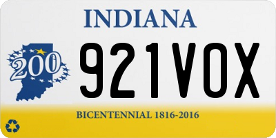 IN license plate 921VOX