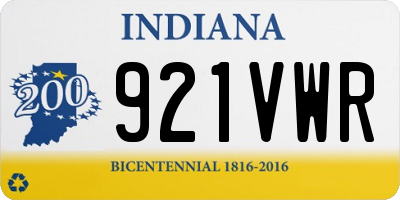 IN license plate 921VWR