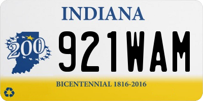 IN license plate 921WAM