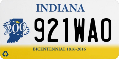 IN license plate 921WAO