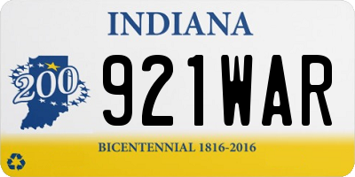 IN license plate 921WAR