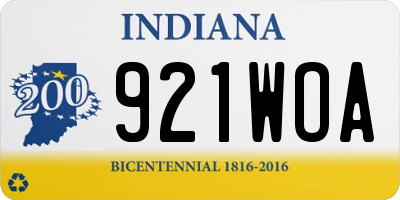 IN license plate 921WOA