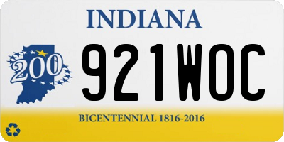 IN license plate 921WOC