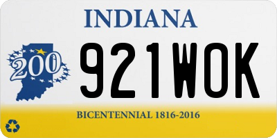 IN license plate 921WOK
