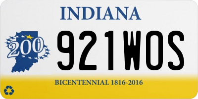 IN license plate 921WOS